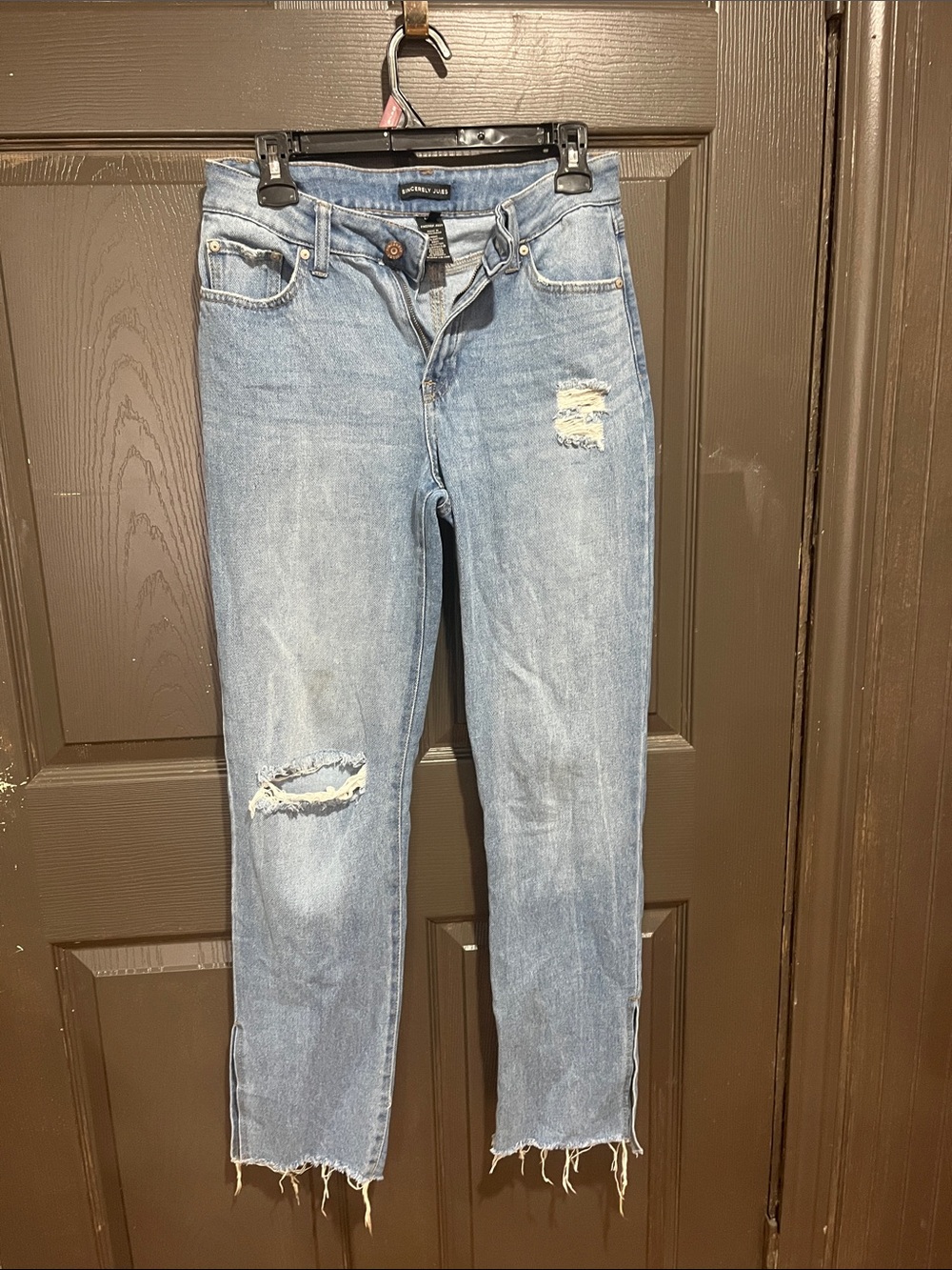 Sincerely Jules Light Blue Distressed Straight-Leg Jeans